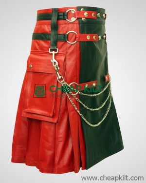 Red and Black Leather Kilt